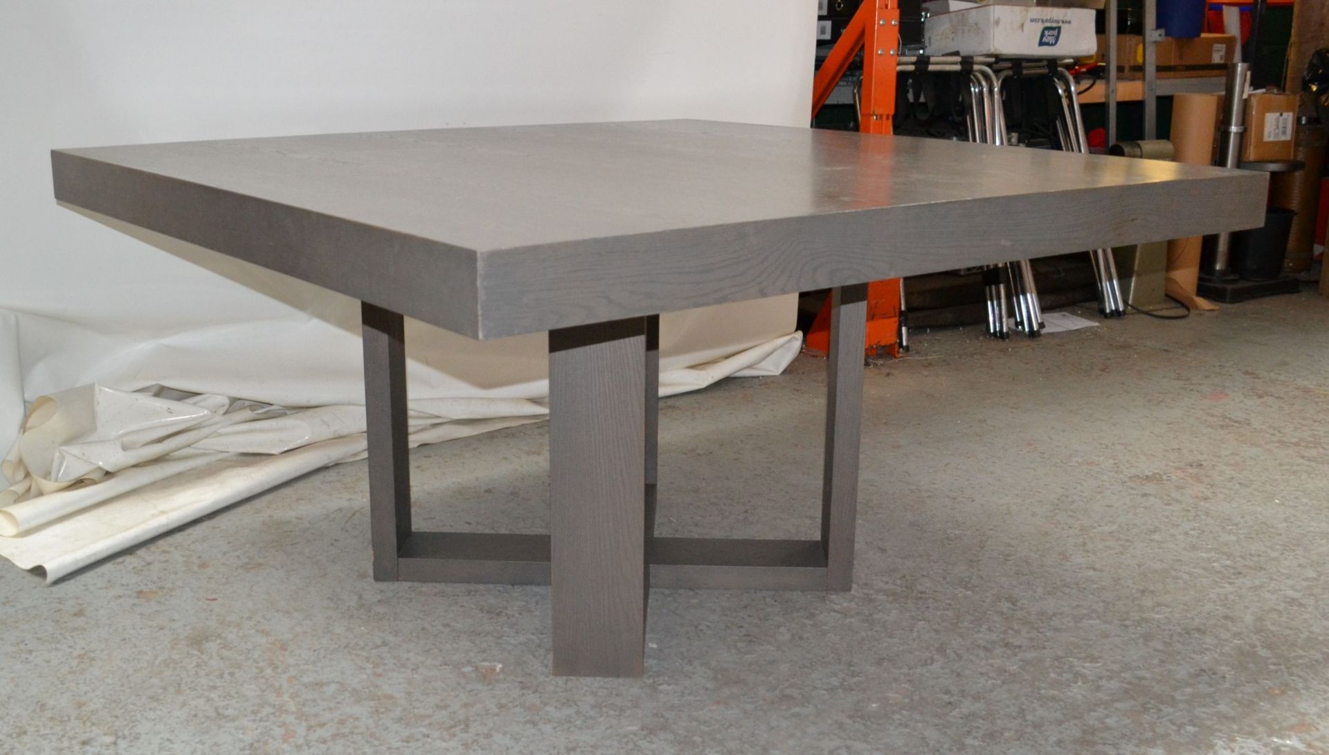 1 x Large Square Wooden Dining Table in a Grey Oak Coloured Finish - CL314 - Location: Altrincham - Image 2 of 10