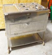 1 x Victor Stainless Steel Baine Marie With Warming Plate and Undershelf on Castores - H90 x W96 x D
