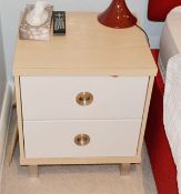 A Pair Of Matching Bedside Cabinets In A Pale Grey And Beech Finish - NO VAT ON HAMMER