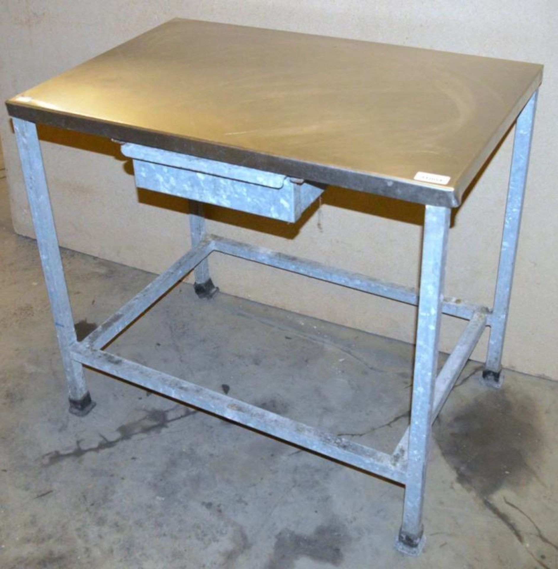 1 x Preperation Table With Stainless Steel Surface and Integral Drawer - H84 x W91 x D60 cms - CL282