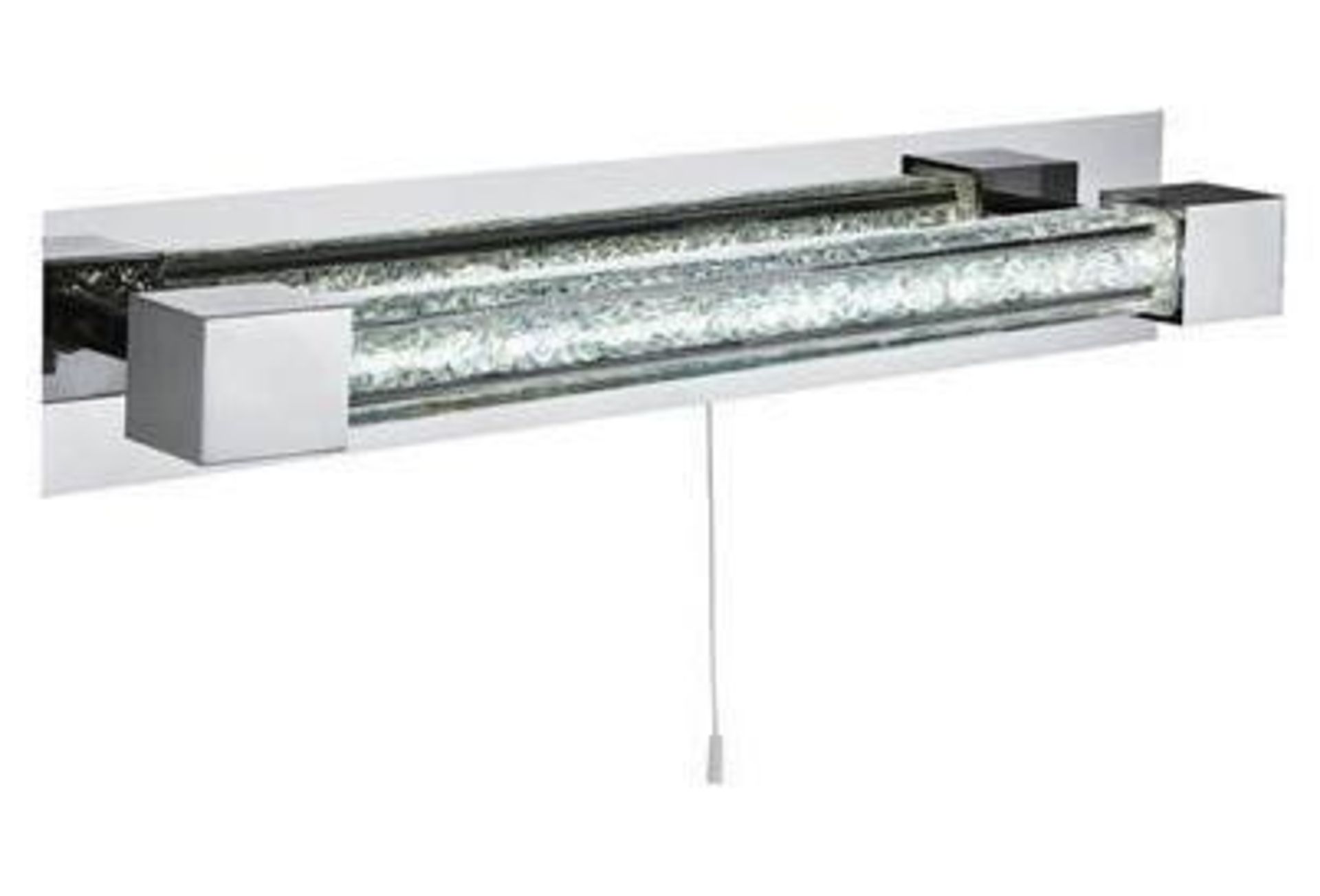 1 x Chrome LED Wall Light With Clear Crystal Glass Bar Diffuser - LED With Handy Pull Cord Switch - - Image 5 of 6