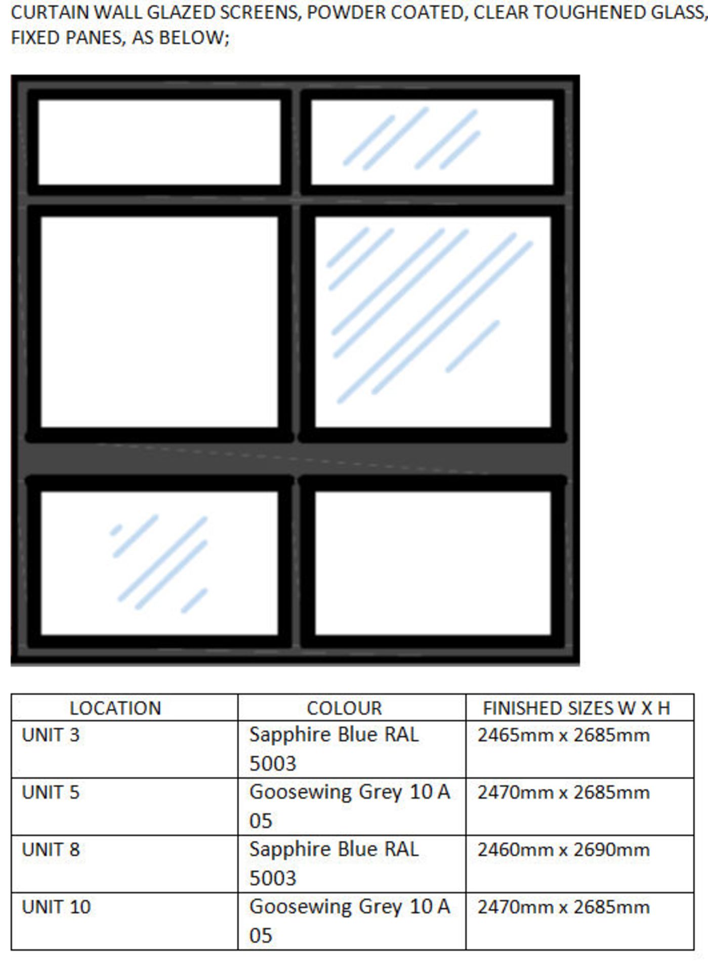 4 x Bespoke Curtain Wall Glazed Screens With Toughened Glass for Industrial Units - CL335 - - Image 4 of 4