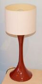 A Pair Of Matching Contemporary Bedside Lamps In Red With Shades - NO VAT ON HAMMER