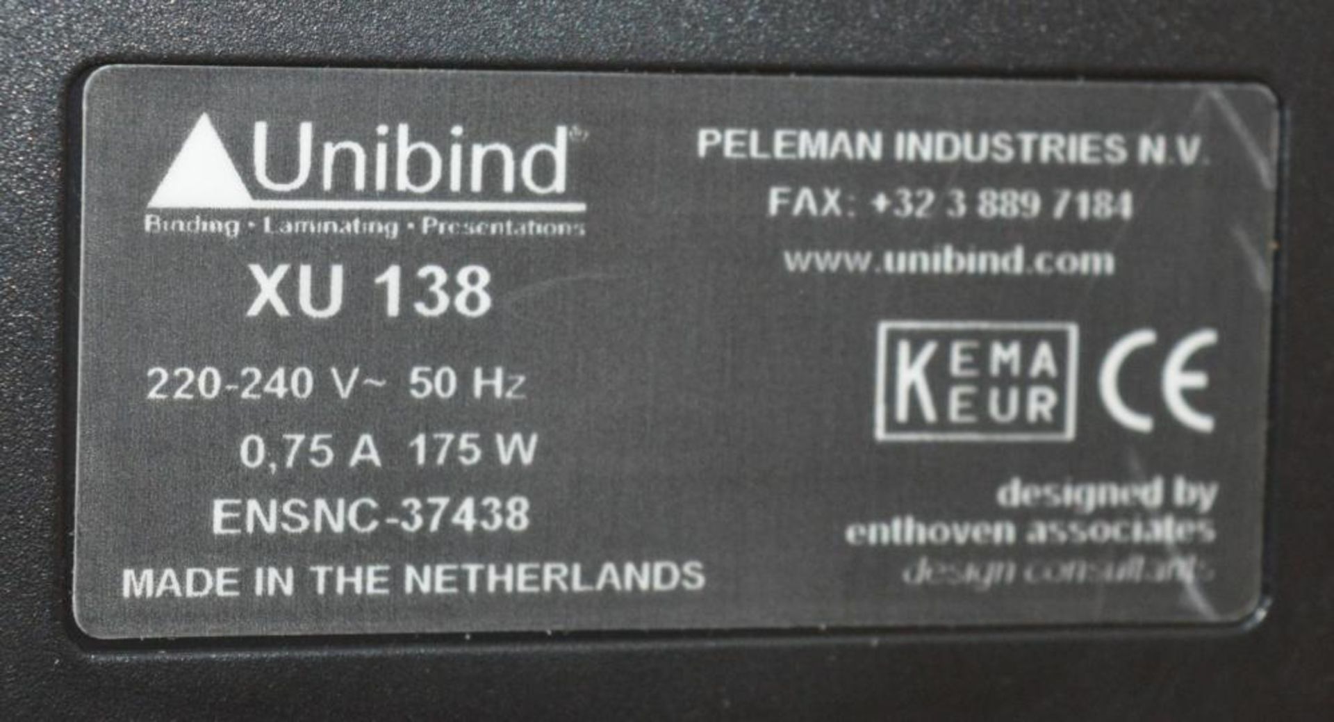 1 x Unibind XU 338 Binding Machine - CL285 - Ref J714 - Location: Altrincham WA14 - Bild 2 aus 3