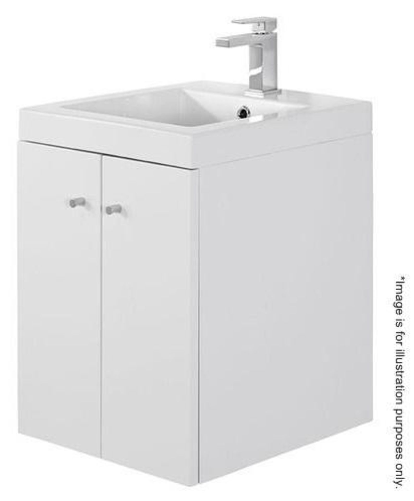 5 x Alpine Duo 400 Wall Hung Vanity Units In Gloss White - Brand New Boxed Stock - Dimensions: H49 x - Bild 5 aus 5