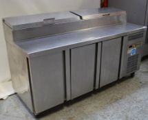 1 x Fagor Stainless Steel Pizza and Salad Topper Prep Counter With Refrigeration Compartments - Mode