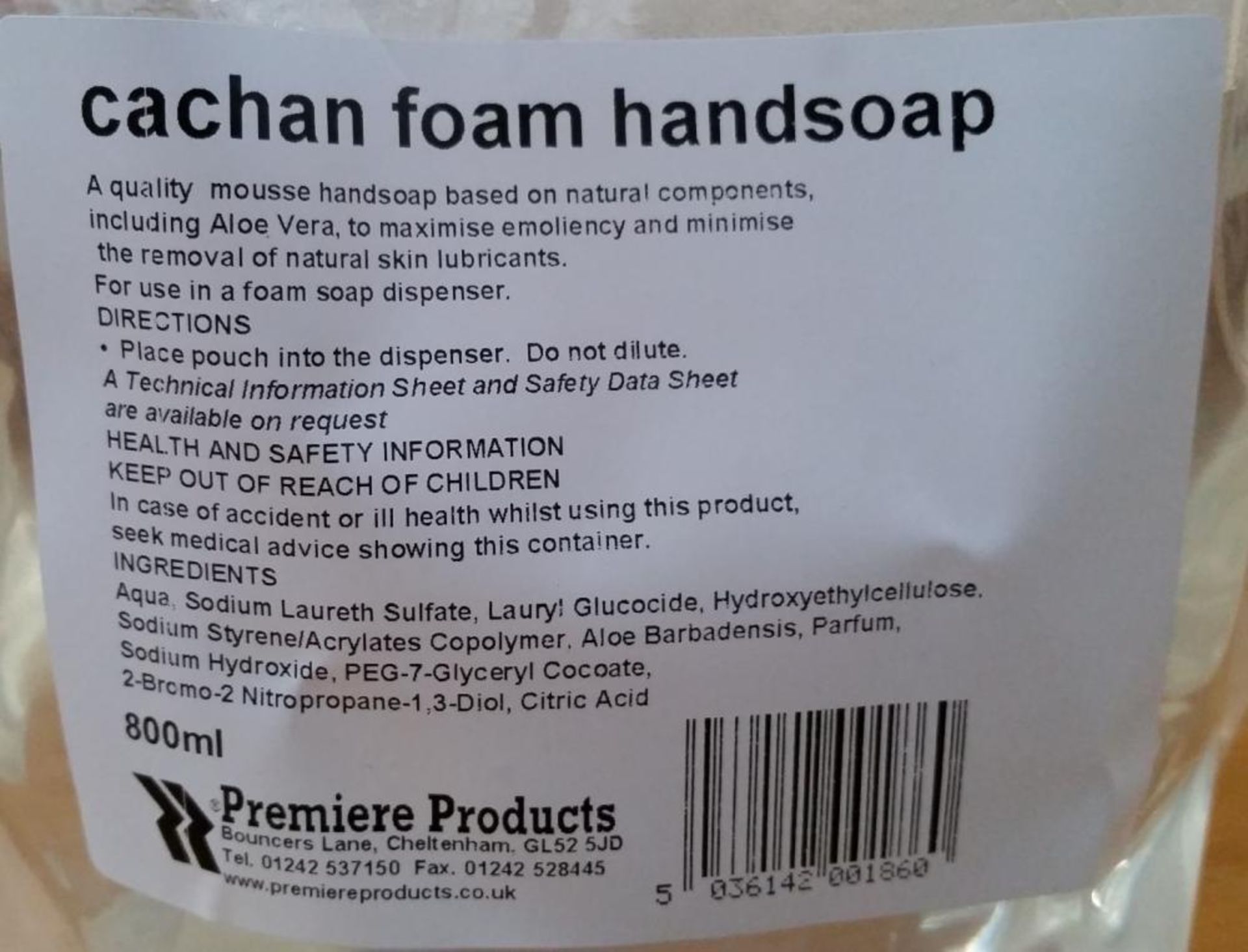 24 x Cachan Foam 800ml Handwash - Suitable For Foaming Dispnesers - Expiry December 2018 - Includes - Image 5 of 5