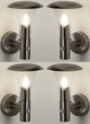 4 x Strand Ip44 Stainless Steel Outdoor Wall Lights With Clear Polycarbonate Diffuser - New Boxed