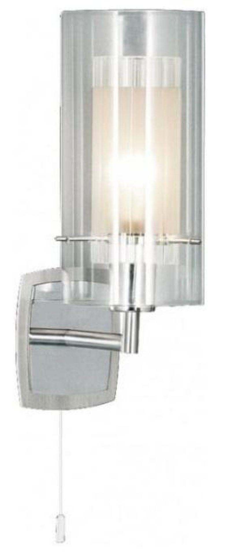 A Pair Of Duo-1 Satin Silver Wall Light With Double Glass Cylinder Shade - New Boxed Stock - CL323 - - Image 2 of 2