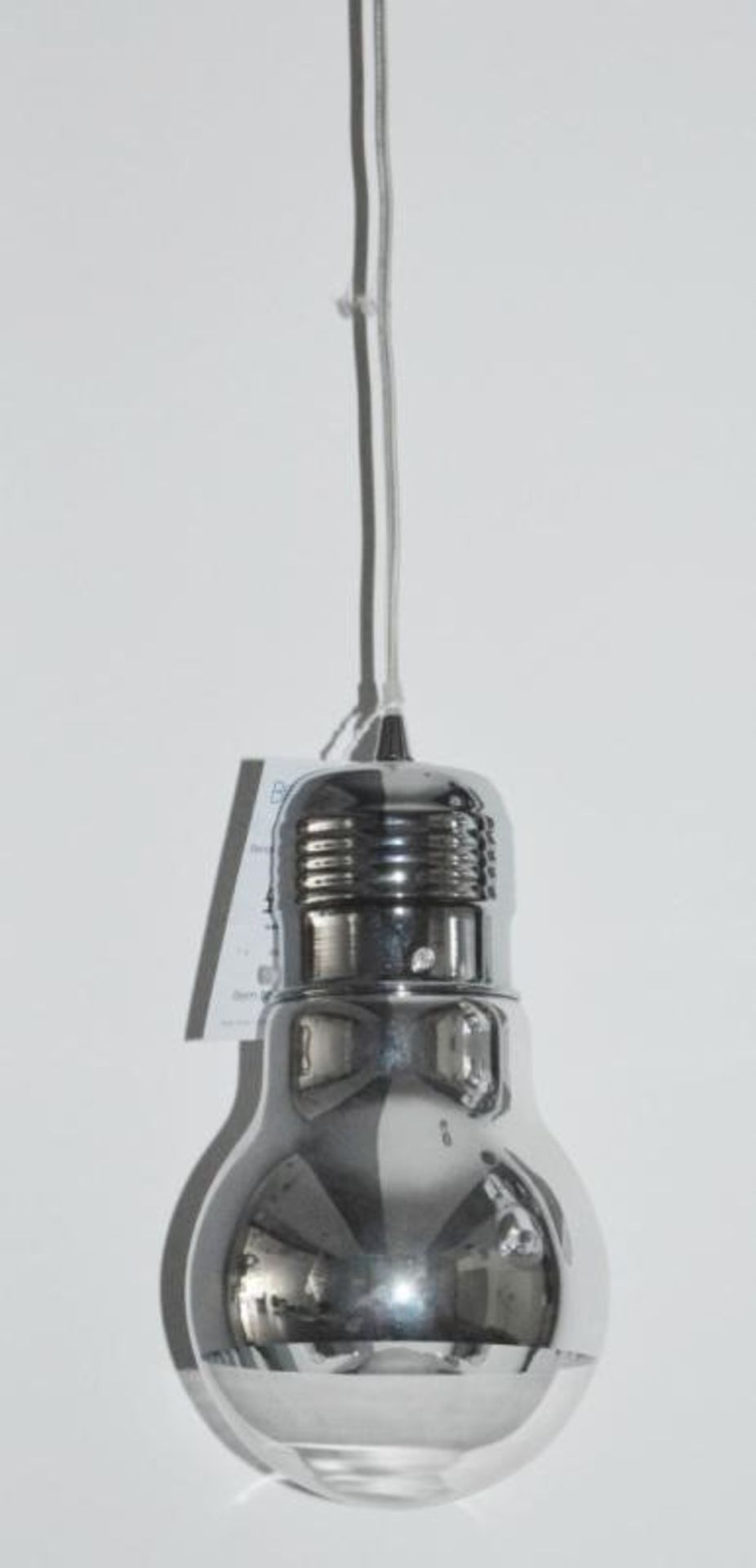 1 x Neo Chrome Large Bulb Pendant Light With Mirrored Clear Glass Shade - Adjustable Height - Quirky - Image 4 of 4