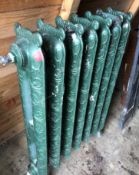 2 x Ornate Cast Iron Radiators Finished in Green - H80 x W50 cms - CL320 - Location: Herts WD23