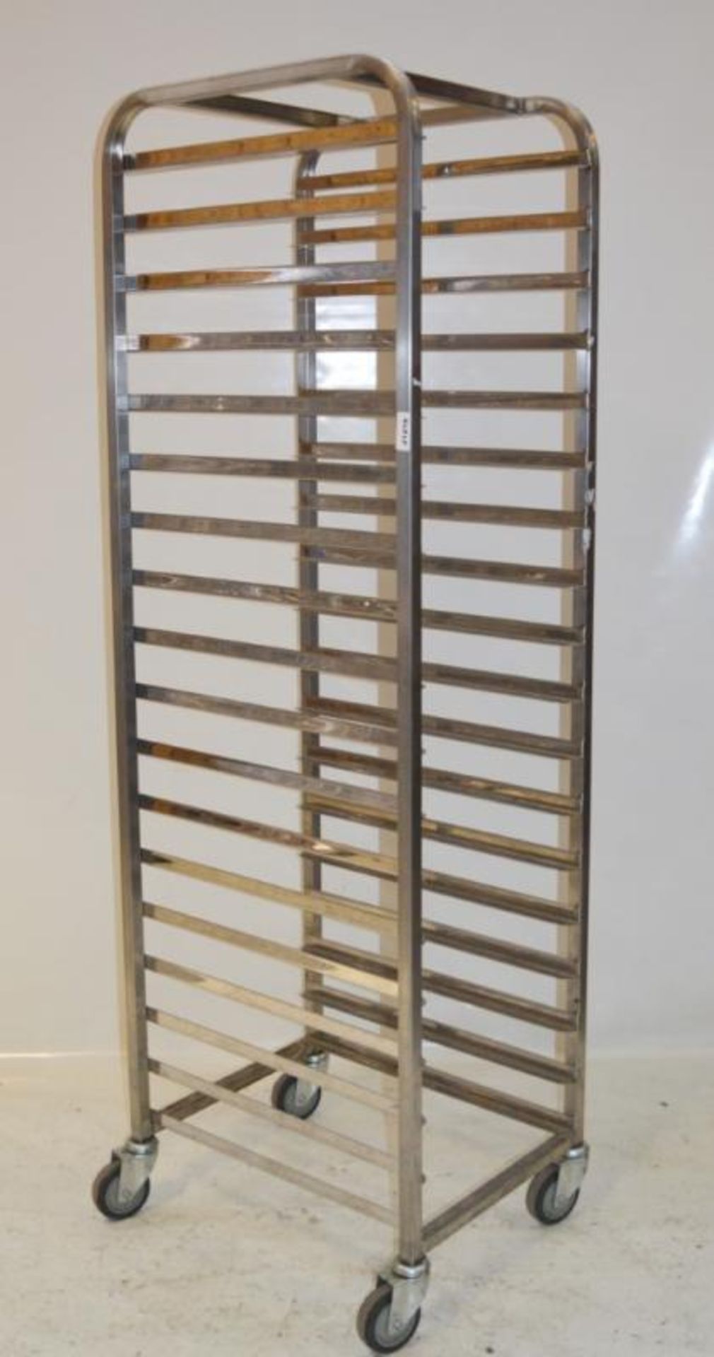 1 x Stainless Steel 18 Tier Mobile Tray Rack - H182 x W46.5 x D60 cms - CL282 - Ref J1279 - Location - Image 3 of 4