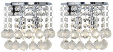 2 x Hanna Chrome Wall Lights With Crystal Droplets - New Boxed Stock - CL323 - Ref: 2402-2CC C5 -