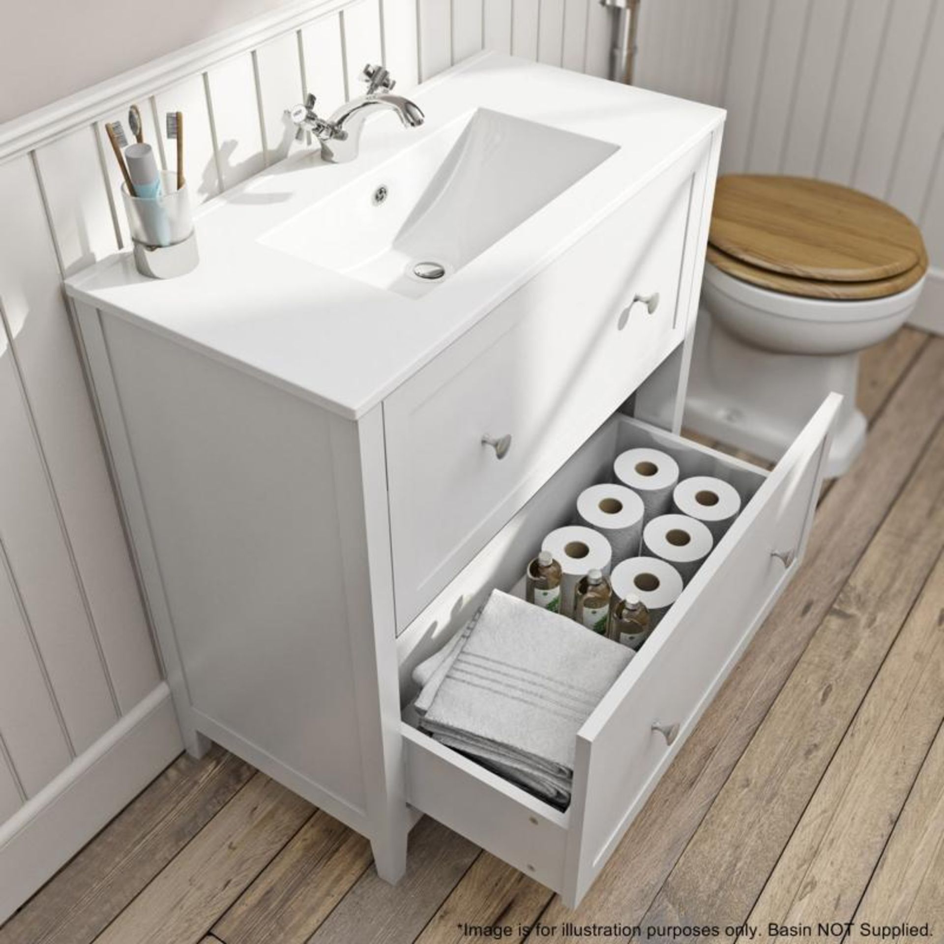 1 x Camberley 800 2-Drawer Soft Close Vanity Unit In White - New / Unused Stock - Dimensions: W80 x - Image 6 of 7