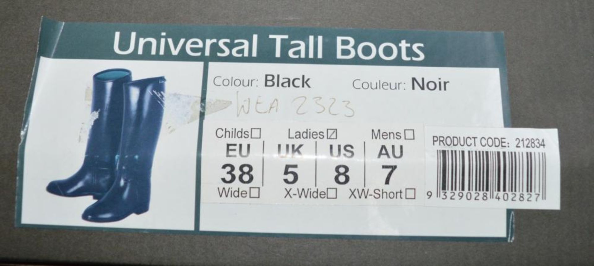 1 x&nbsp;Dublin Universal Tall Waterproof Horse Riding Boots - Black Ladies Size 5 (UK) - New Sto - Image 4 of 4