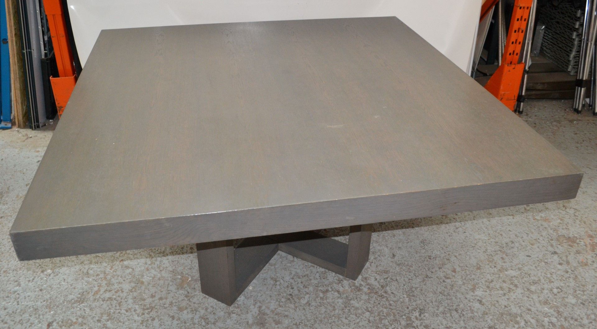 1 x Large Square Wooden Dining Table in a Grey Oak Coloured Finish - CL314 - Location: Altrincham - Image 10 of 10