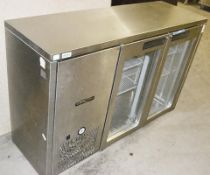 1 x Williams Stainless Steel Commercial 2-Door Refrigerated Unit With Shelving And Glass Doors (TBB2