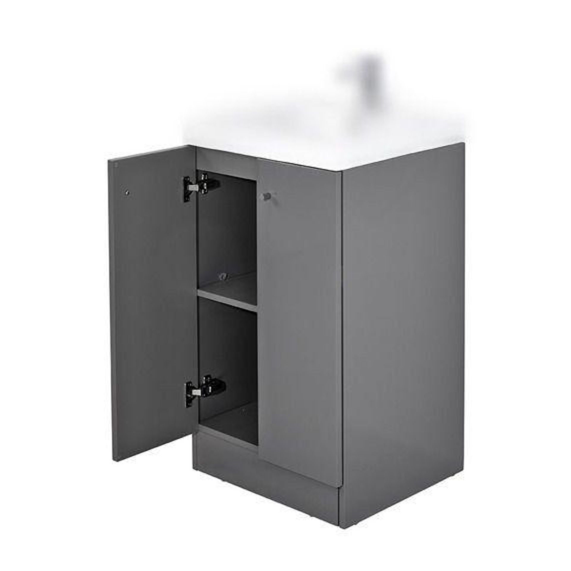 1 x Alpine Duo 500 Floor Standing Vanity Unit - Ultra-Modern Square Design With Soft Close Doors and - Image 3 of 5