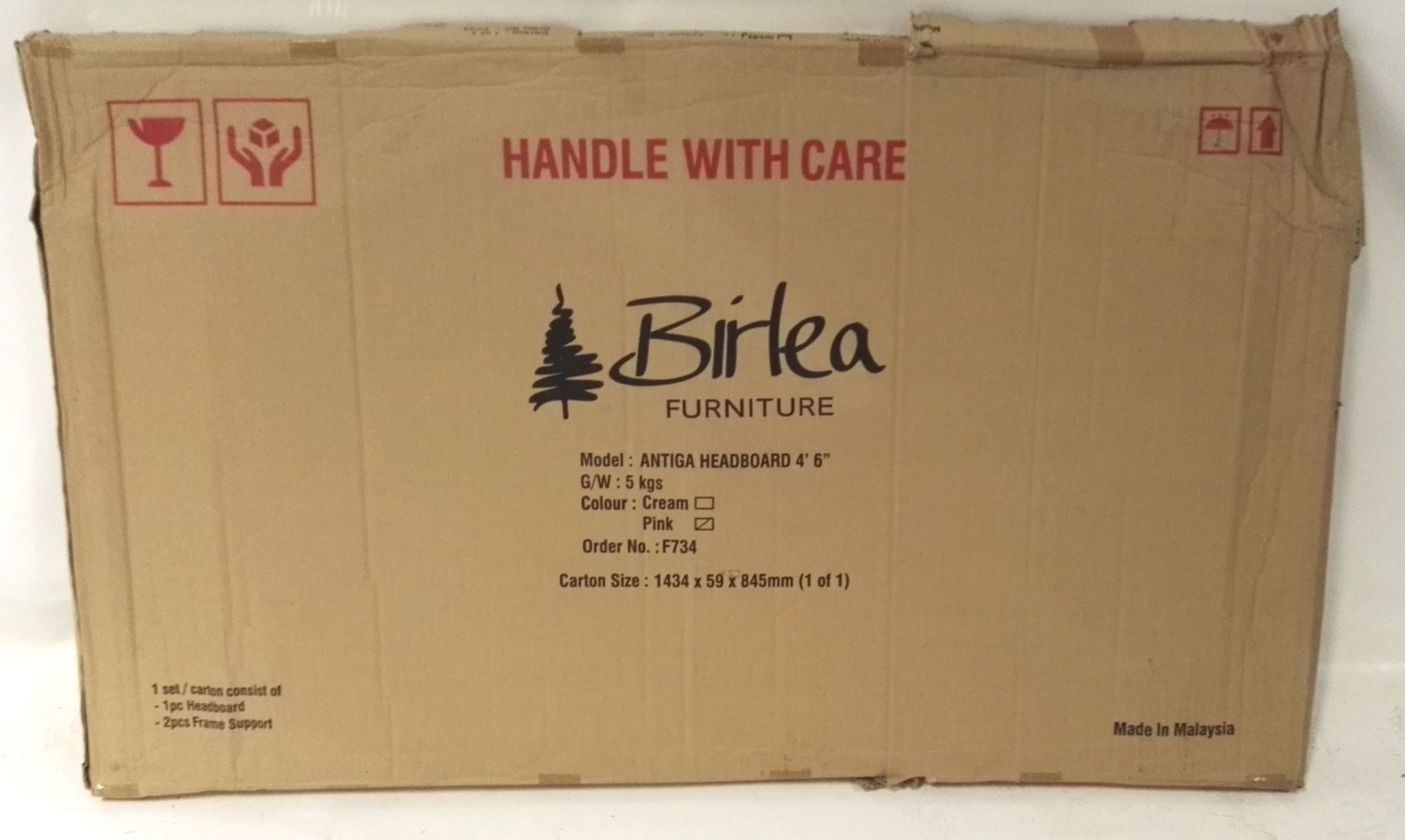 1 x Birlea Antiga 4'6" Headboard in Pink - Brand New Stock - CL286 - Location: Altrincham WA14