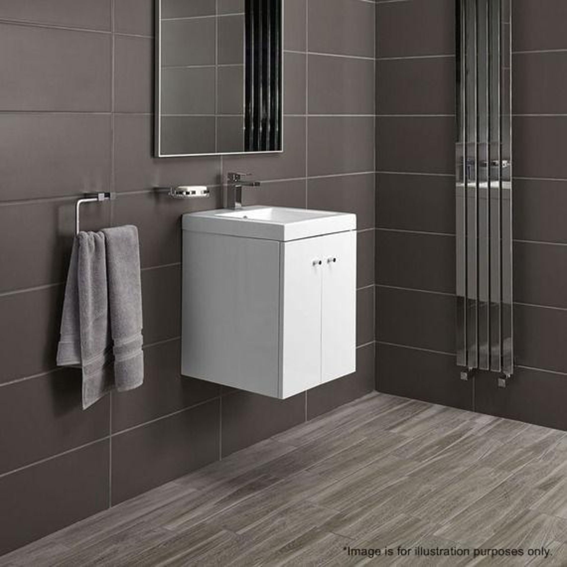 5 x Alpine Duo 400 Wall Hung Vanity Units In Gloss White - Brand New Boxed Stock - Dimensions: H49 x - Bild 4 aus 5
