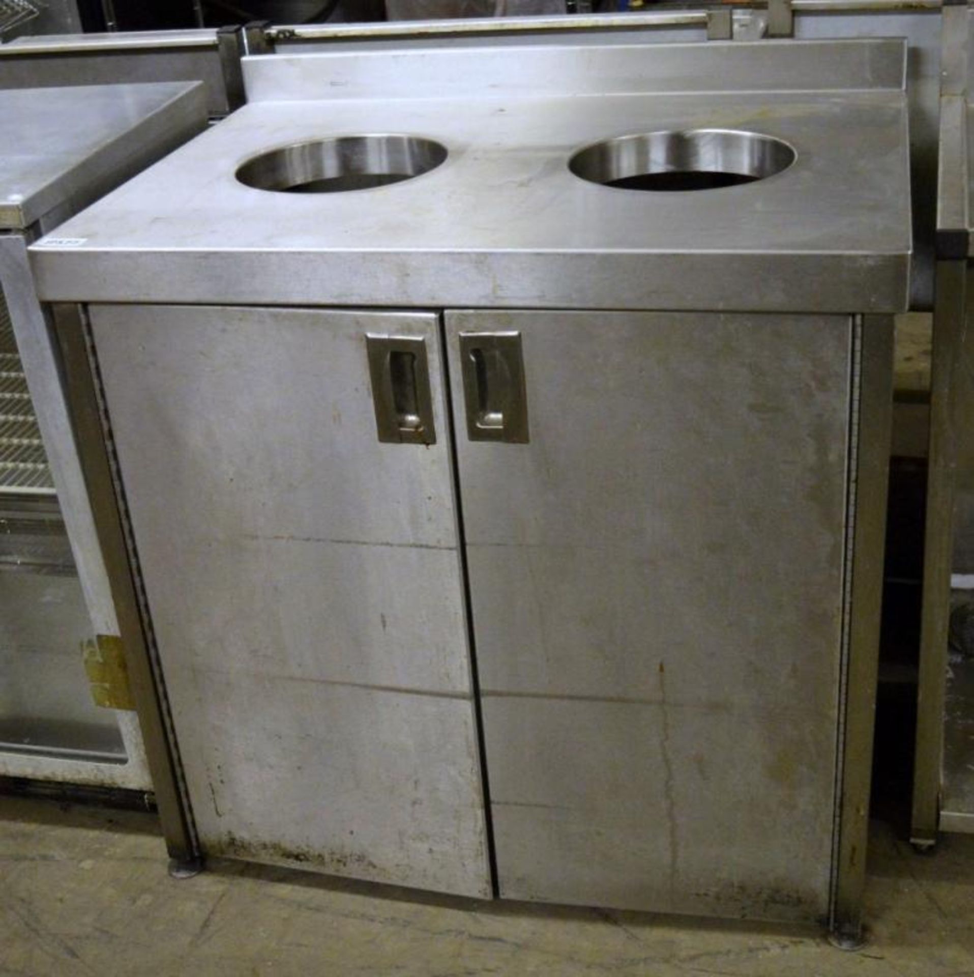 1 x Stainless Steel Bin Cupboard With Two Chutes - CL180 - Ref JP577 - Location: Bolton BL1