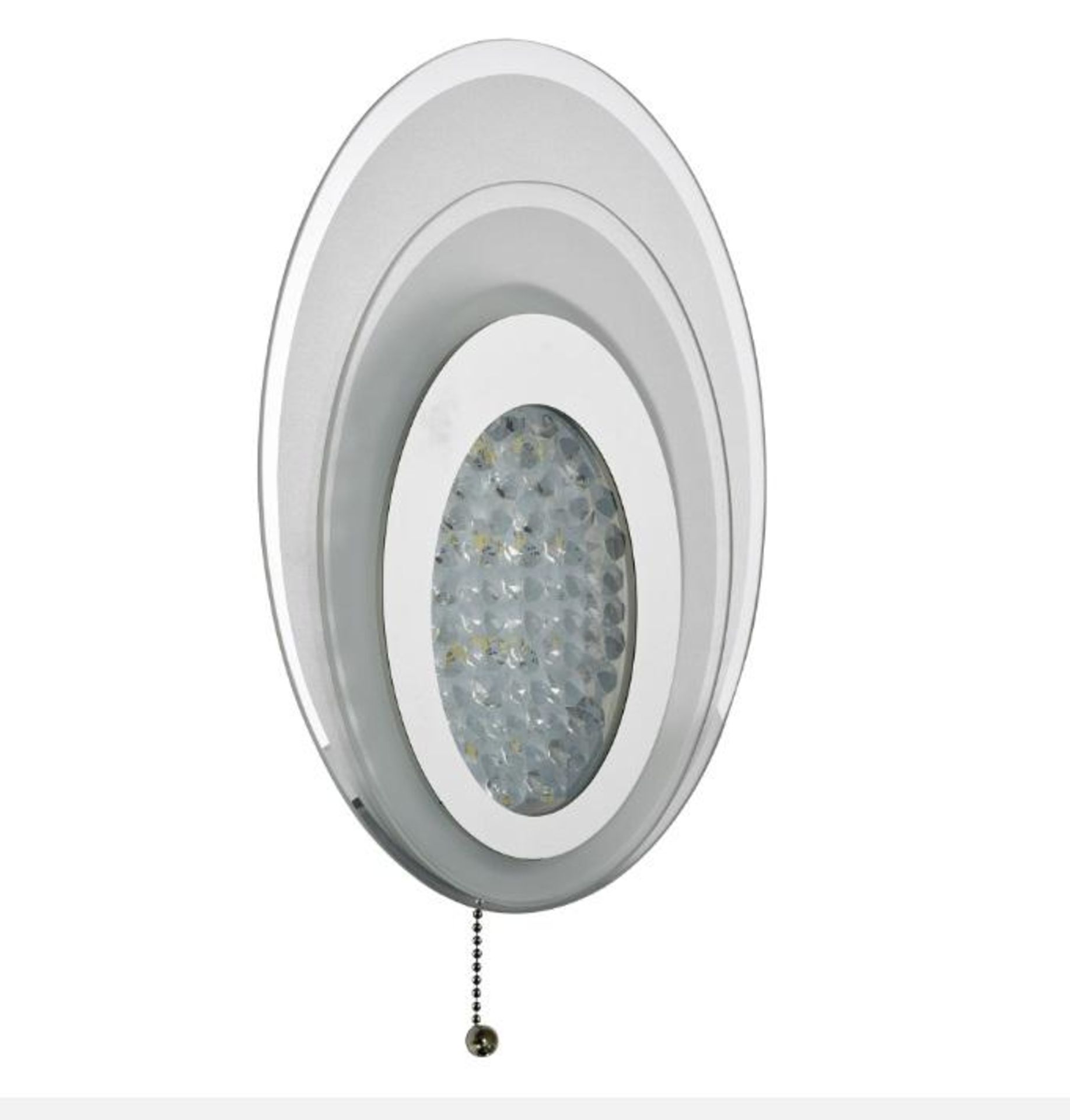 1 x LED Oval Chrome Wall Light Fitting With Glass & Crystal Beads - New Boxed Stock - CL323 - Ref: 6