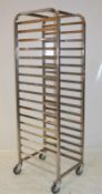 1 x Stainless Steel 18 Tier Mobile Tray Rack - H182 x W46.5 x D60 cms - CL282 - Ref J1278 - Location