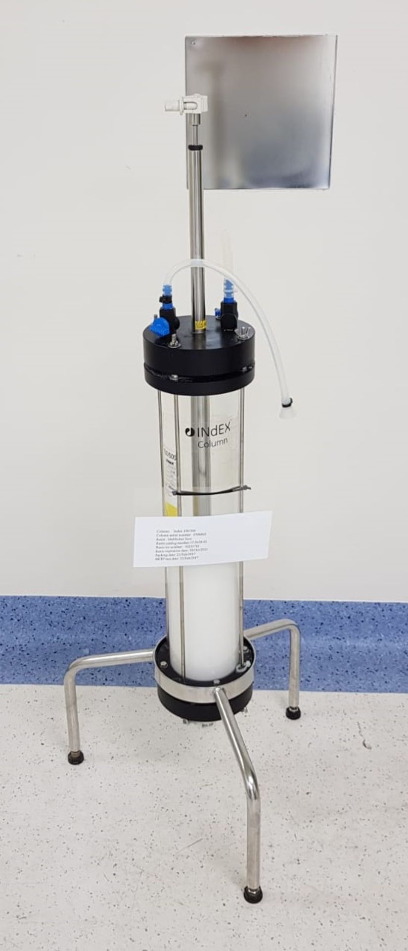 1 x GENERAL ELECTRIC INDEX 100/500 Glass Chromatography Column With Stainless Steel Stand - 0706805