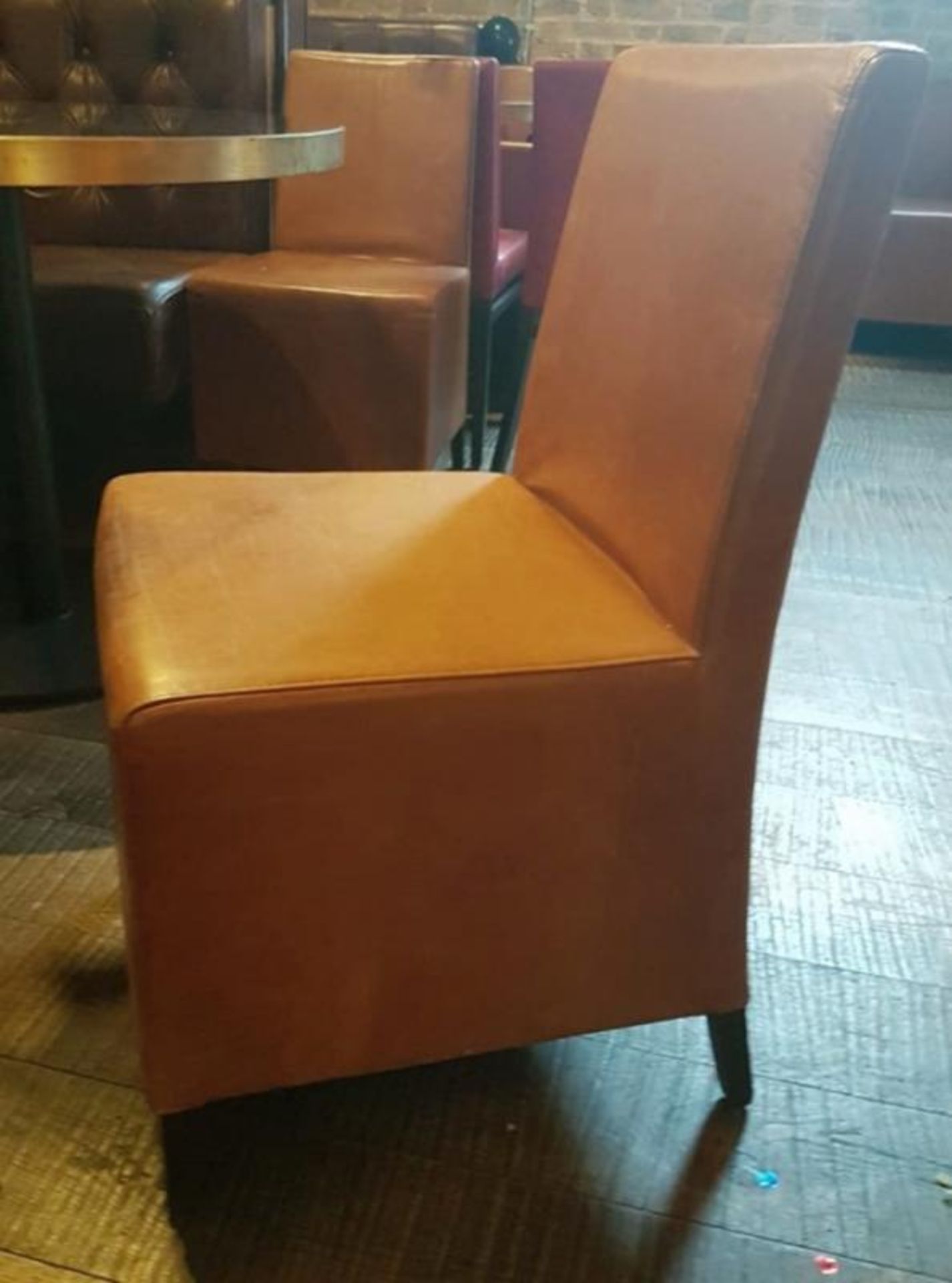 4 x Leather Upholstered Chairs In Tan - Recently Removed From A City Centre Steakhouse Restaurant - - Image 5 of 6
