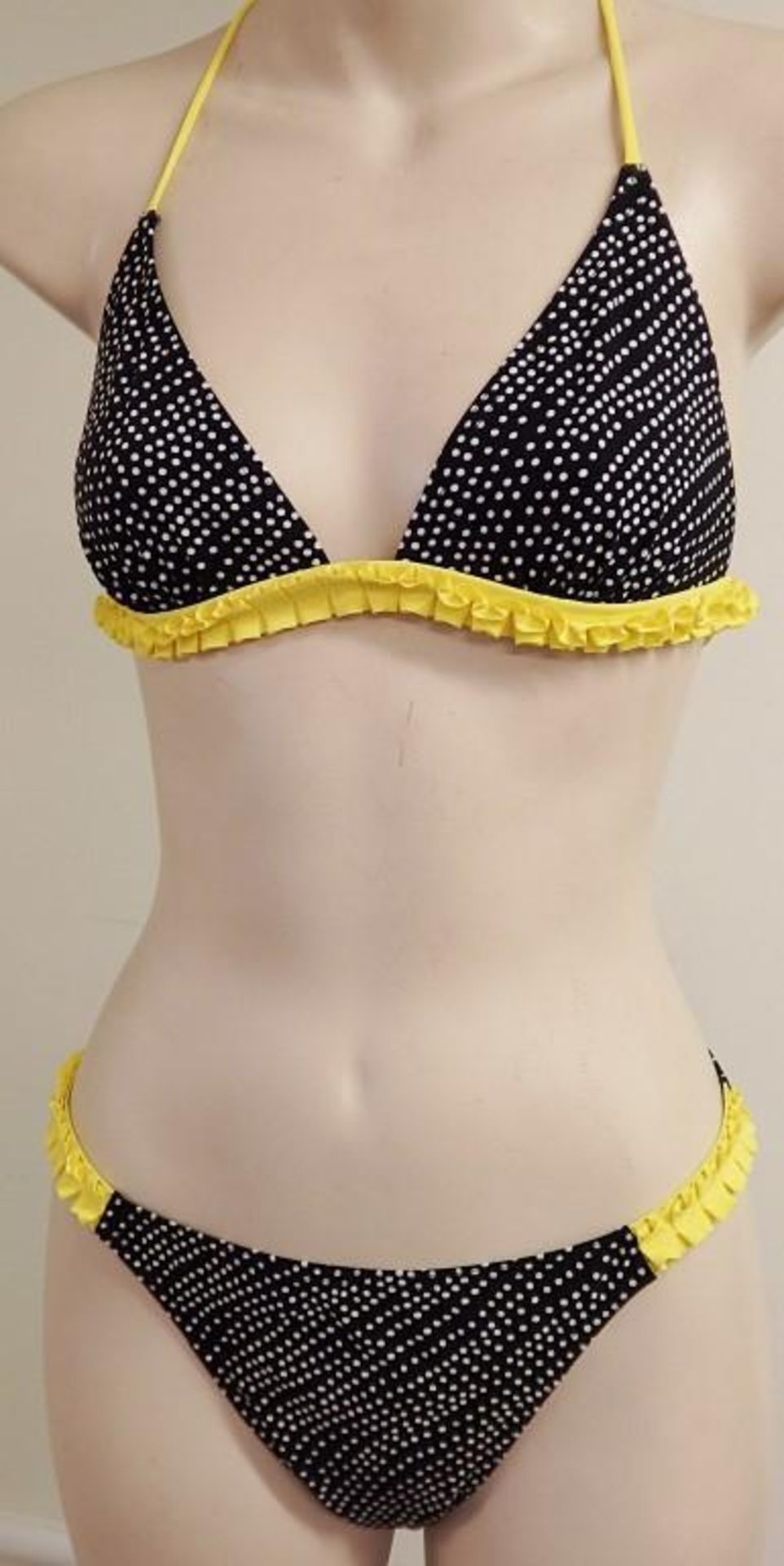 1 x Rasurel - Black Polka dot and Yellow Frill Gold Bikini - R21061 Touquet -Shorty - Size 2 - UK 32 - Image 6 of 9