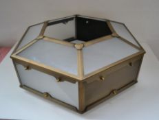 1 x Chelsom Luxury Hexagonal Light Fitiing With Brass Look Trim and Glass Features (22/13004/P/LD52B