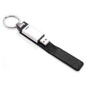 1 x ICE London Silver Plated 2GB USB Flashdrive Keyring - Features A Genuine Leather Wrap With Magne