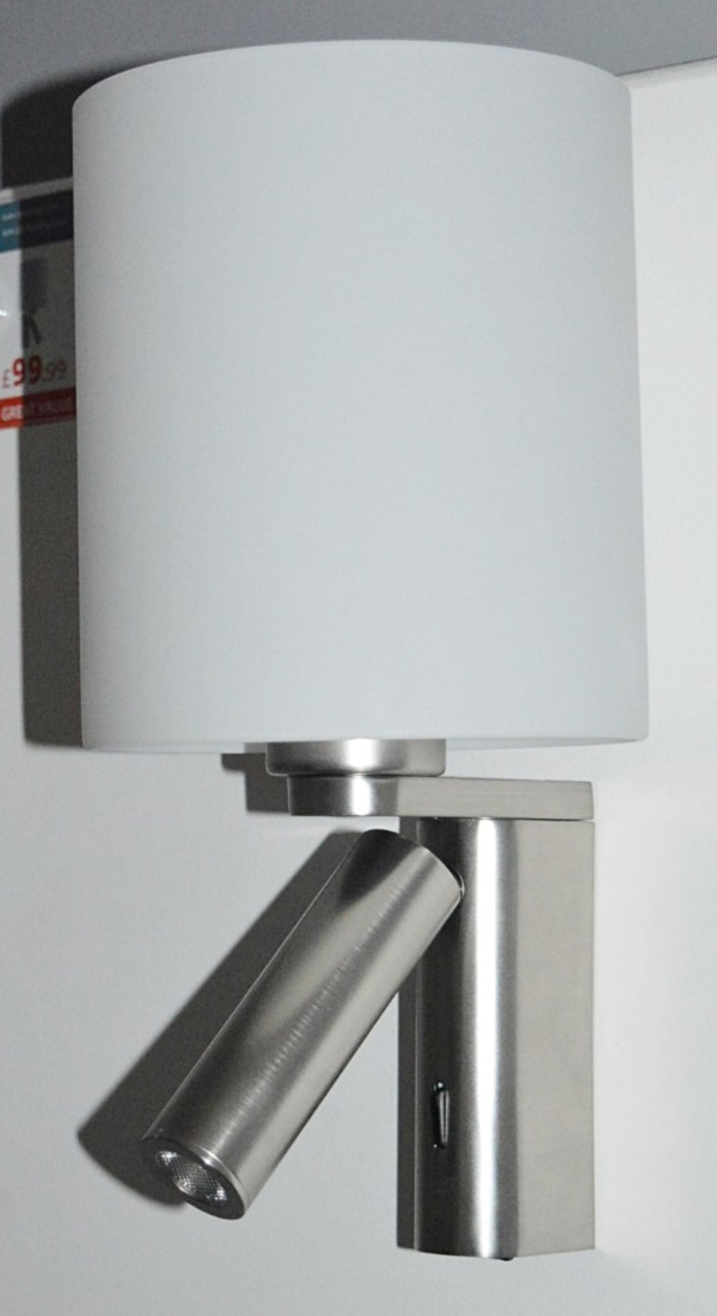 1 x Satin Silver Wall Light With LED Reading Light - Ex Display Stock - RRP £129.60 - Image 2 of 3