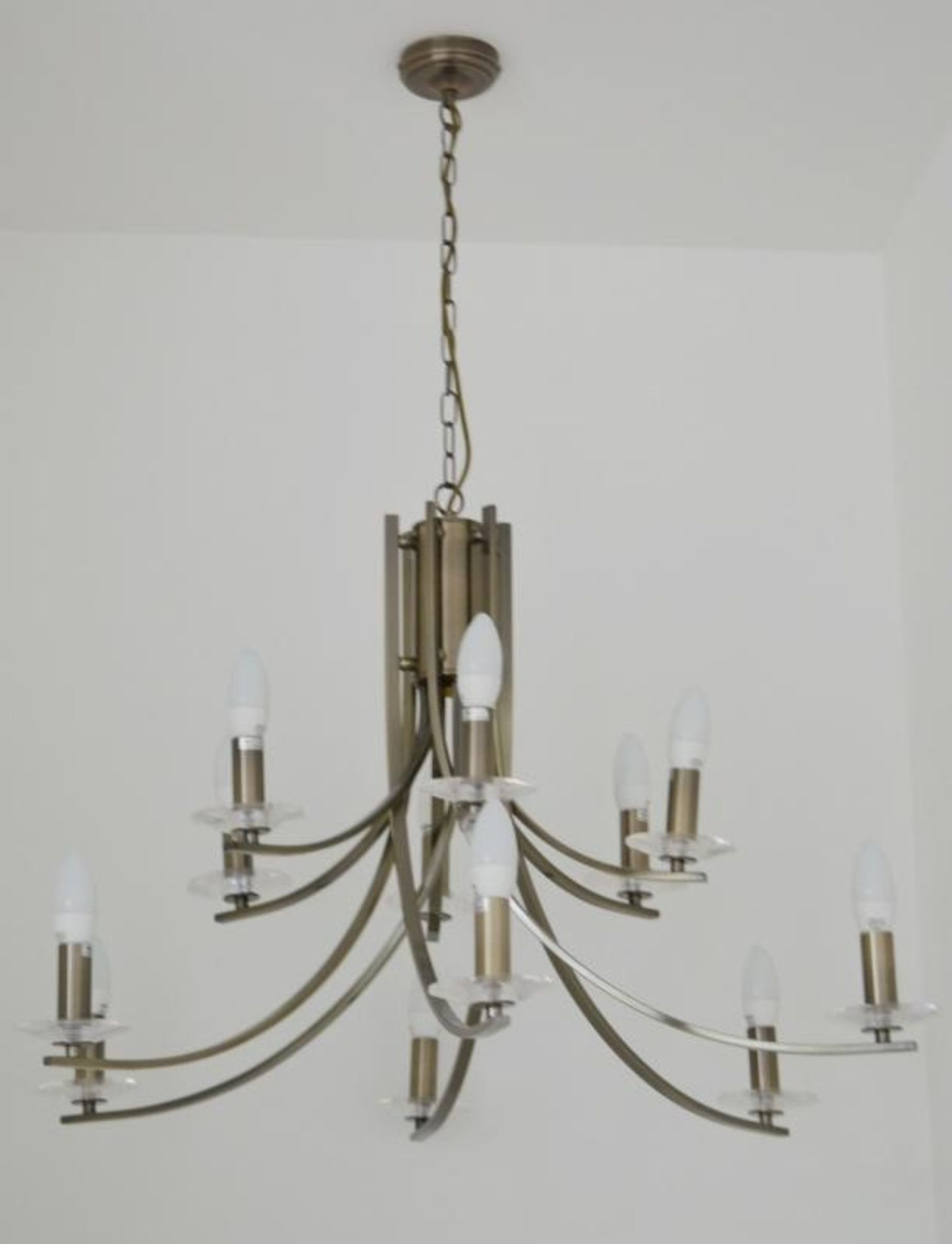1 x Ascona Antique Brass 12-Light Fitting With Clear Glass Sconces - Ex Display Stock - CL298 - Ref: - Image 6 of 6