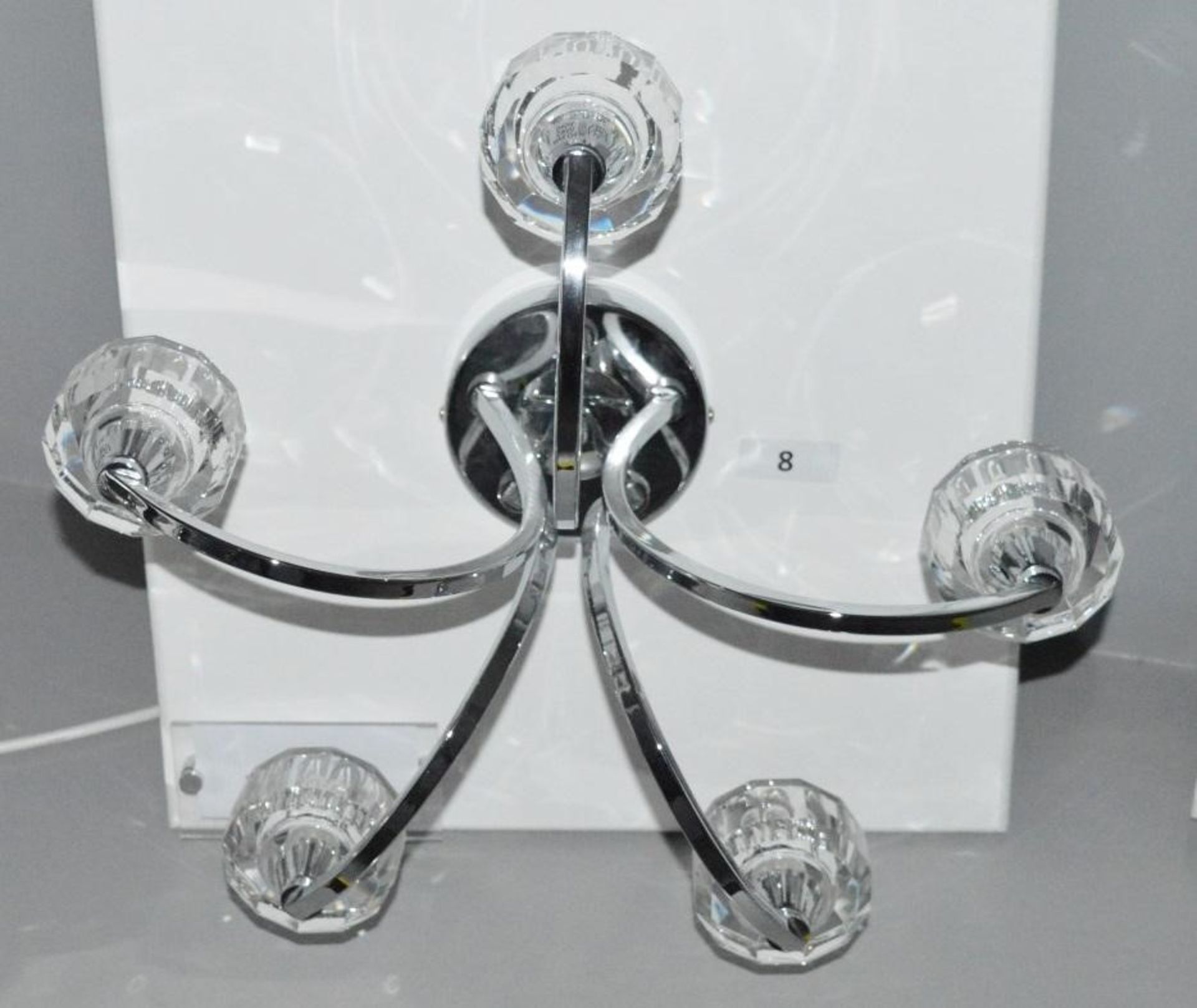 1 x 5-Light Semi Flush Fitting With Chrome Frame And Textured Glass Shades - Ex Display Stock - CL29