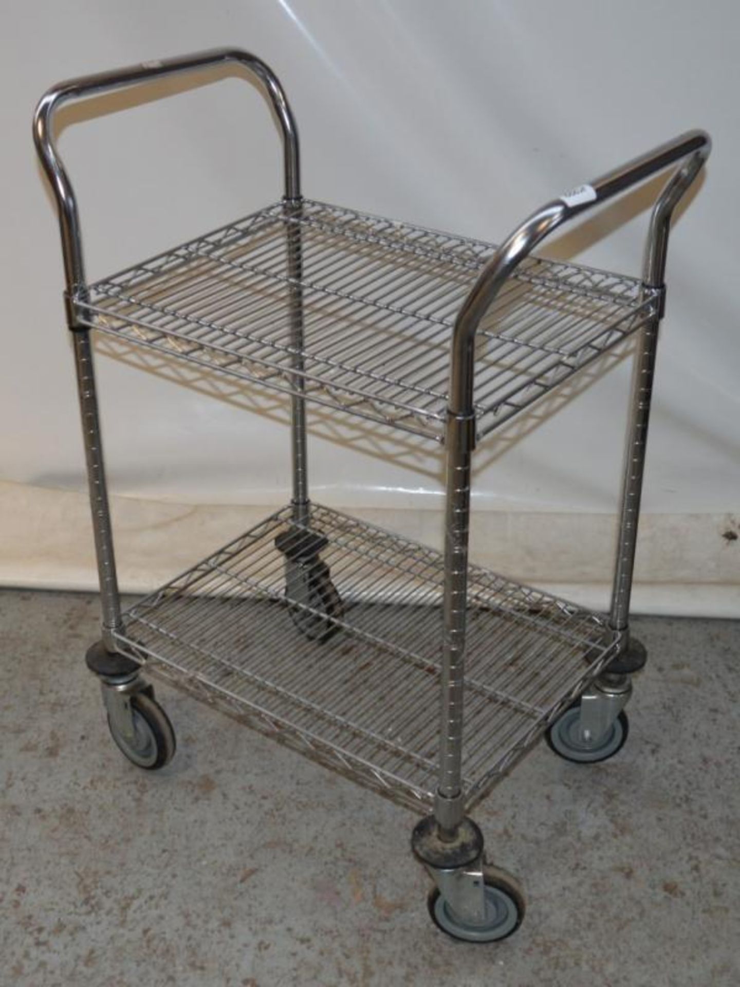 1 x Stainless Steel Commercial Wire Trolley on Castors - H99 x W71 x D46 cms - CL282 - Ref J1222 - L - Image 3 of 3