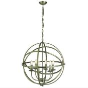 1 x Orbit Antique Brass 6 Light Spherical Pendant Light - Brand New Boxed Stock