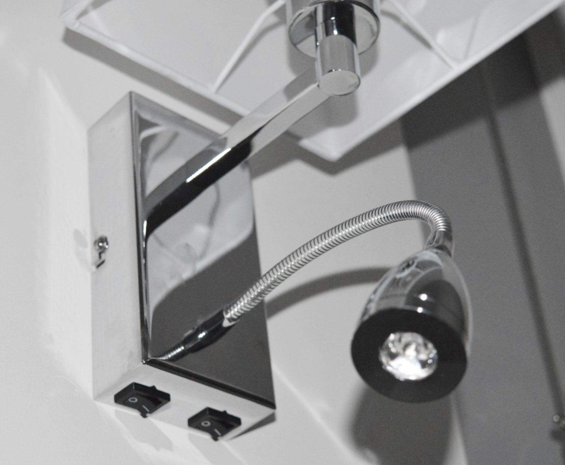 1 x Chrome Wall Light With White Shade Incorporating Led Flexi-arm - Ex Display - RRP £136.80 - Image 2 of 4