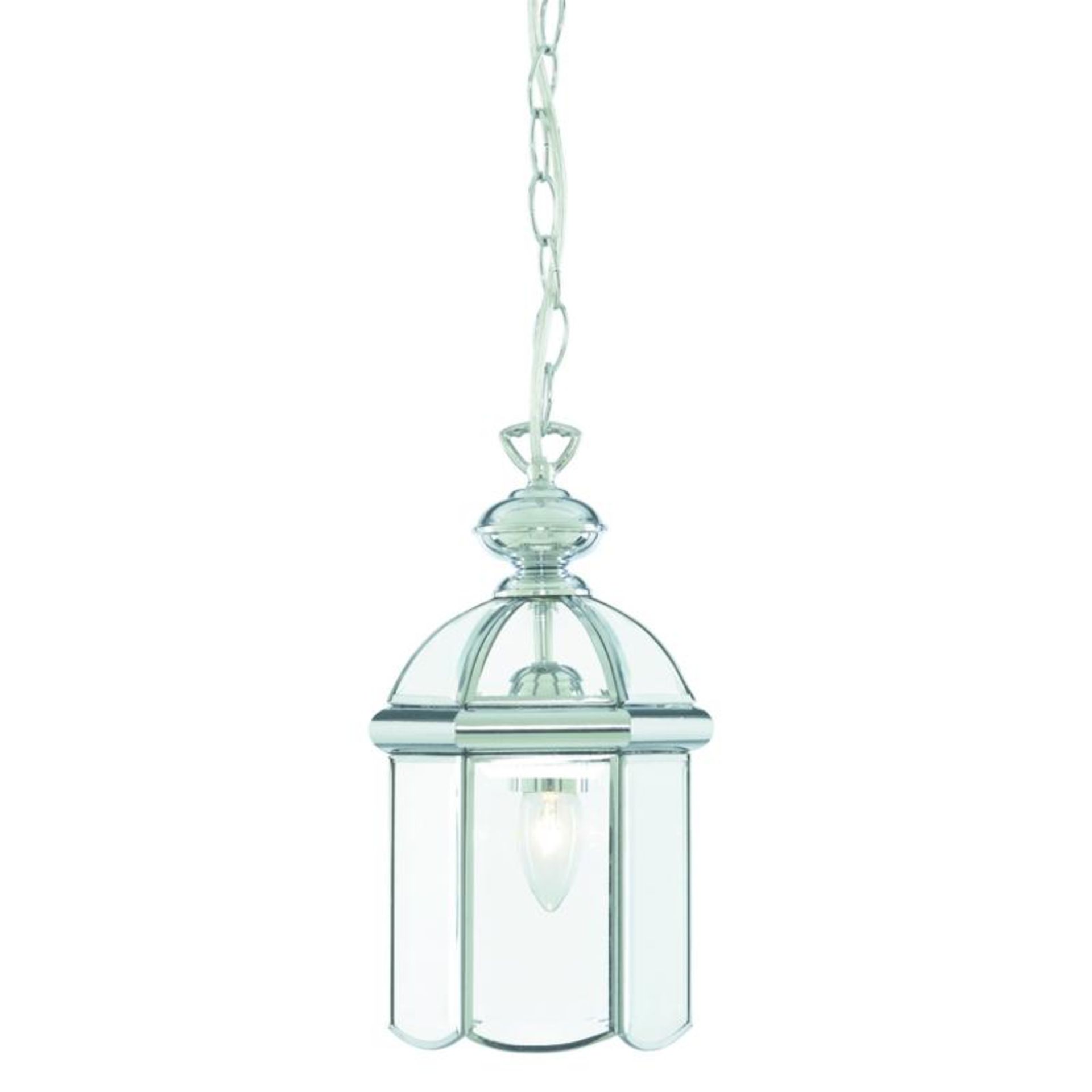 1 x Chrome Lantern With Polished Bevelled Domed Glass Panels - New Boxed Stock - CL323 - Ref: 5131CC