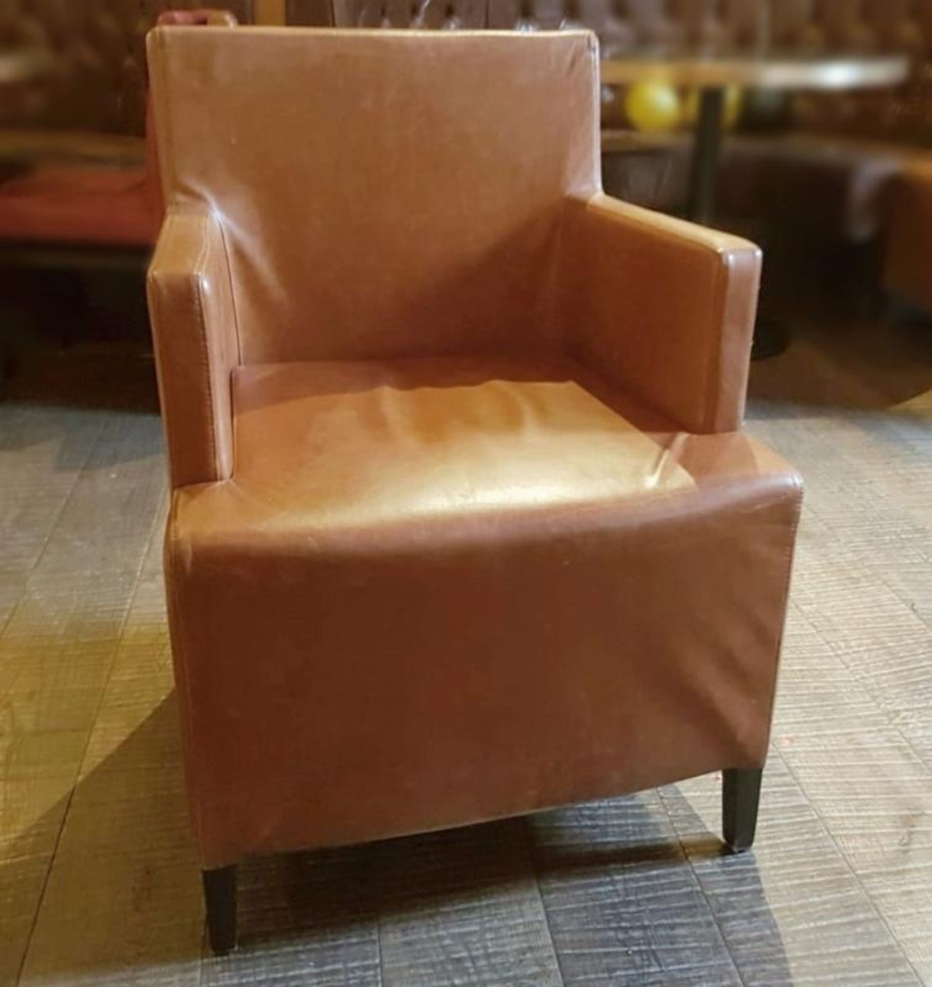 1 x Large Armchair Upholstered In Tan Leather - Recently Removed From A City Centre Steakhouse Resta