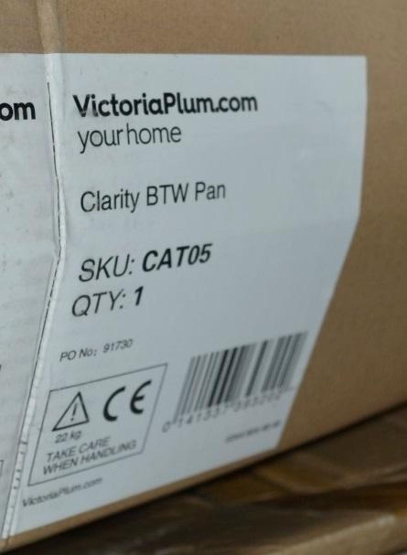 1 x Clarity Back To The Wall Toilet Pan - New / Unused Stock - CL269 - Ref MT765 - Location: Bolton - Image 2 of 3