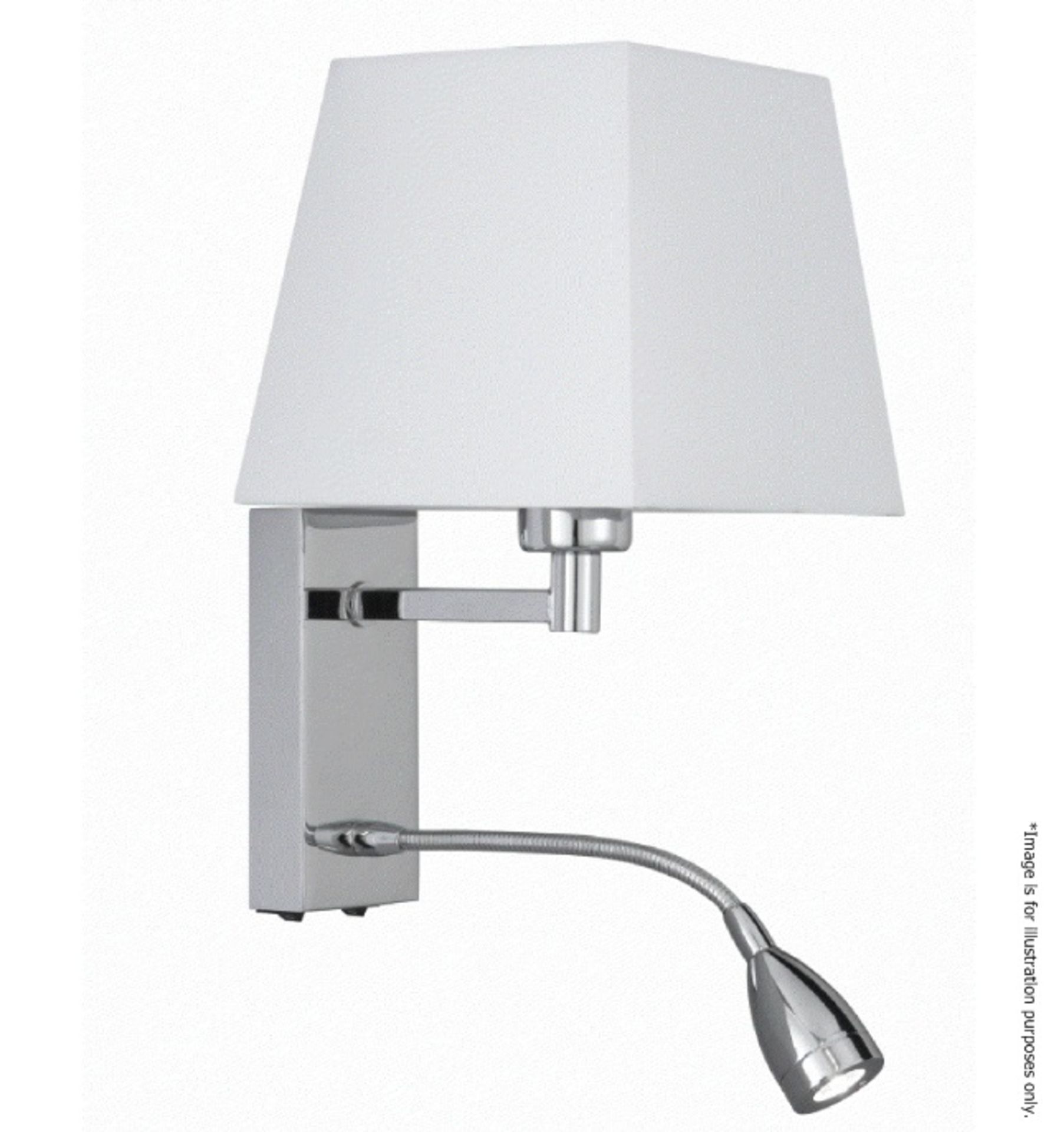 1 x Chrome Wall Light With White Shade Incorporating Led Flexi-arm - Ex Display - RRP £136.80
