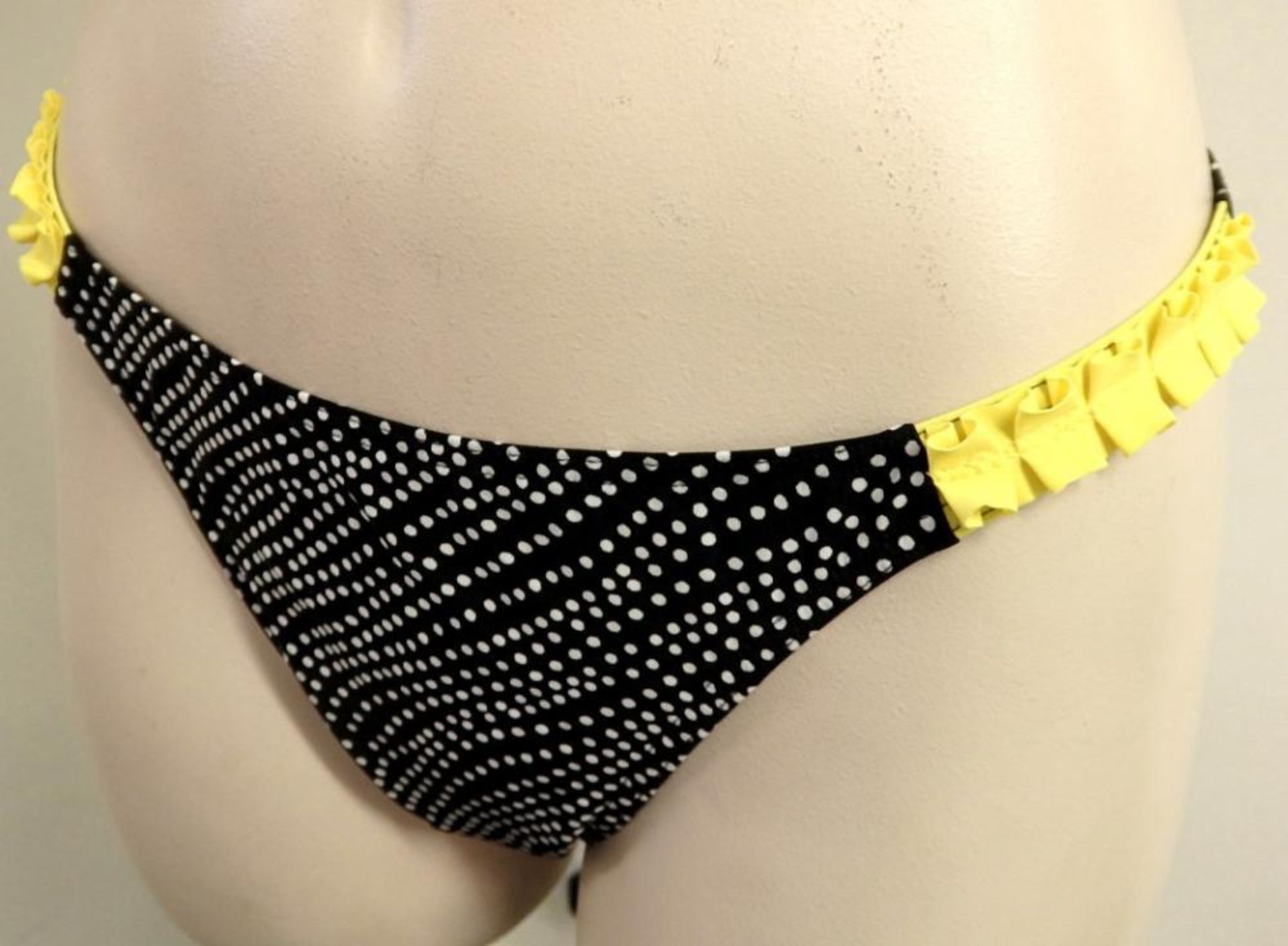 1 x Rasurel - Black Polka dot and Yellow Frill Gold Bikini - R21061 Touquet -Shorty - Size 2 - UK 32 - Image 2 of 9