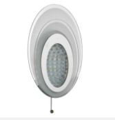 1 x LED Oval Chrome Wall Light Fitting With Glass & Crystal Beads - New Boxed Stock - CL323 - Ref: 6