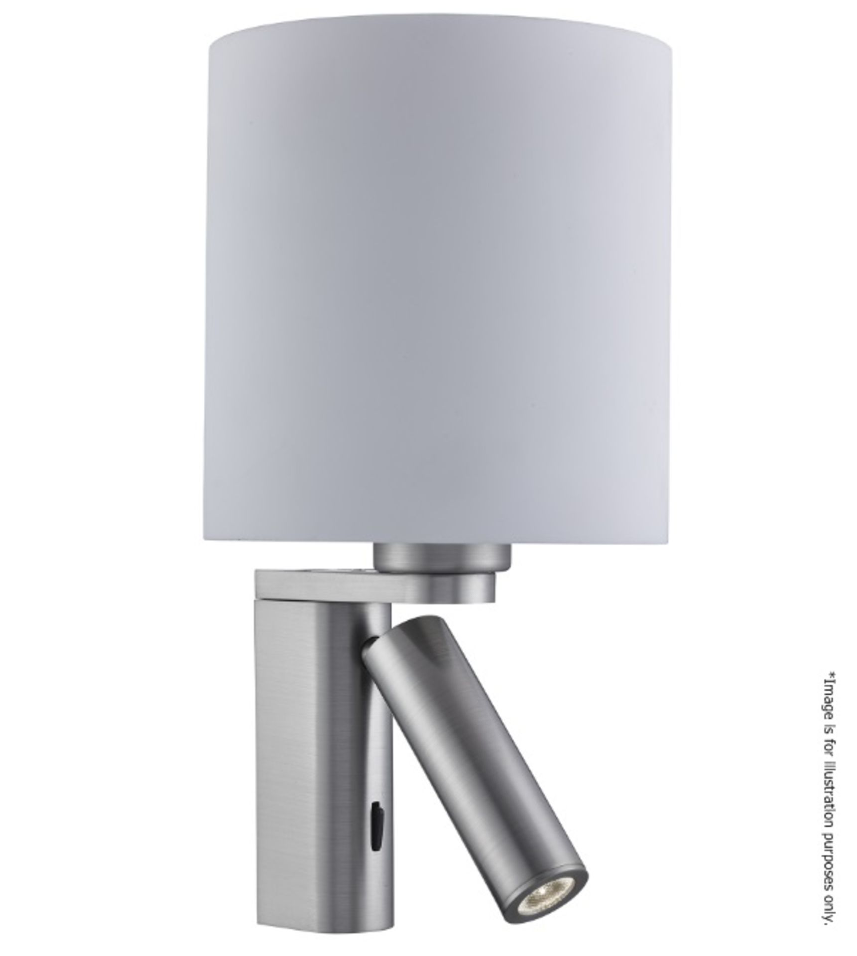1 x Satin Silver Wall Light With LED Reading Light - Ex Display Stock - RRP £129.60