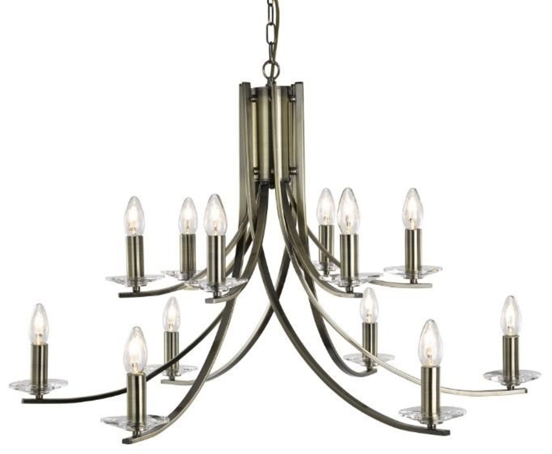 1 x Ascona Antique Brass 12-Light Fitting With Clear Glass Sconces - Ex Display Stock - CL298 - Ref: