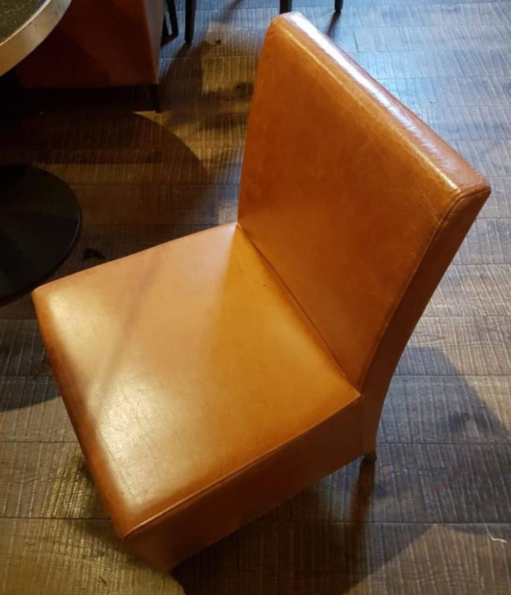 4 x Leather Upholstered Chairs In Tan - Recently Removed From A City Centre Steakhouse Restaurant - - Image 3 of 6