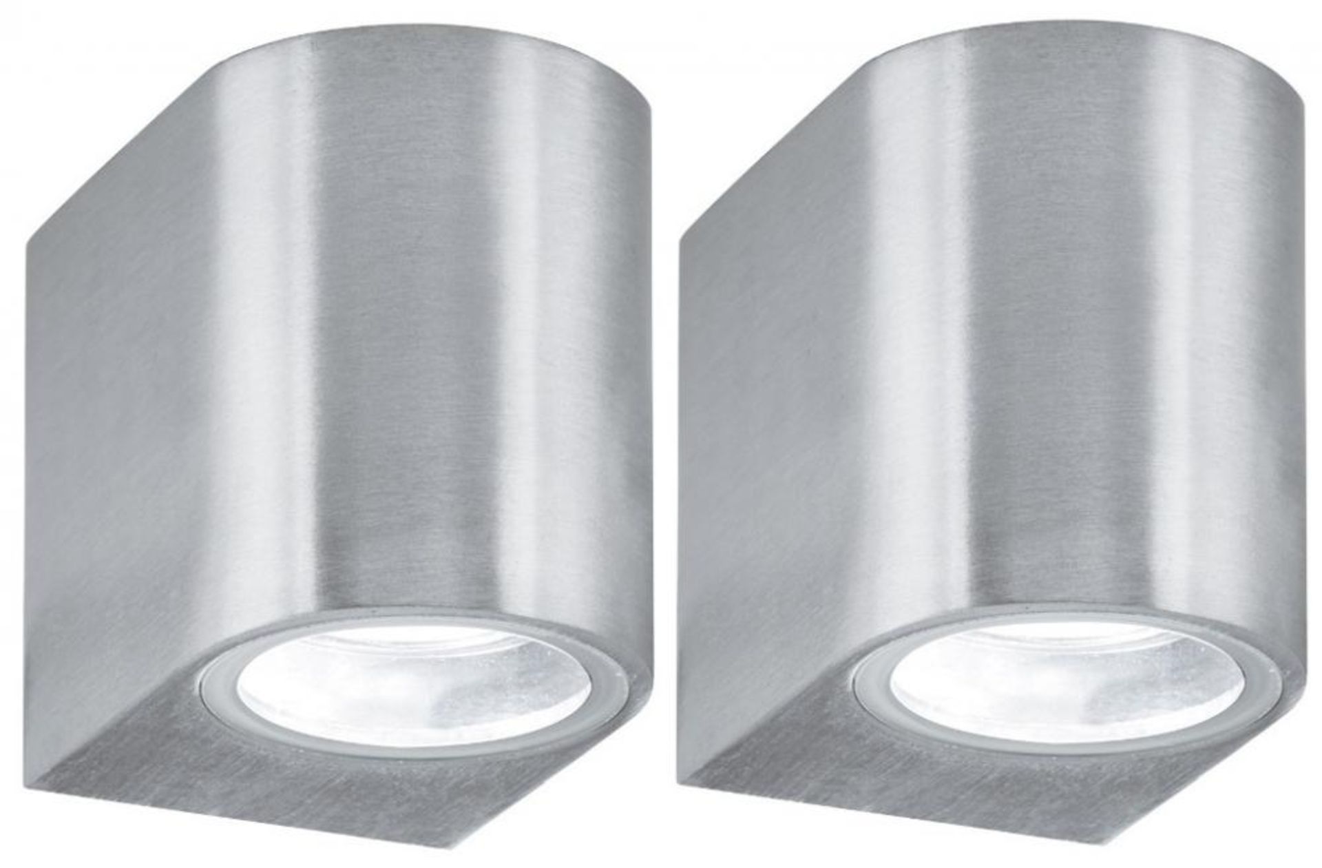 A Pair Of Silver Outdoor Wall Lights With Fixed Glass Lens - IP44 - New Boxed Stock - CL323 - Ref: 8