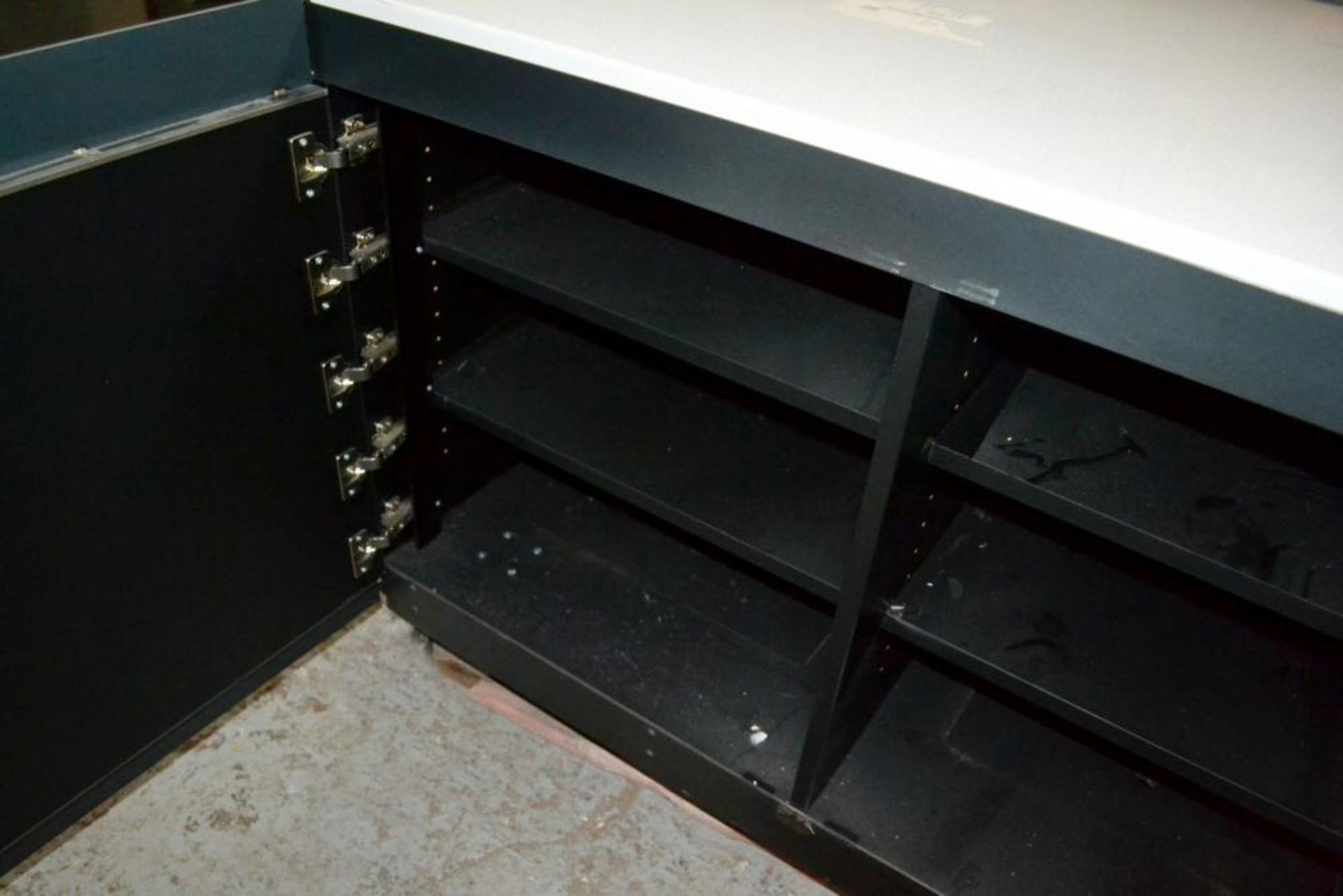 1 x 4-Door, Double-sided Metal Storage Unit With Enameled Countertop And Shelving - Recently Removed - Image 5 of 6