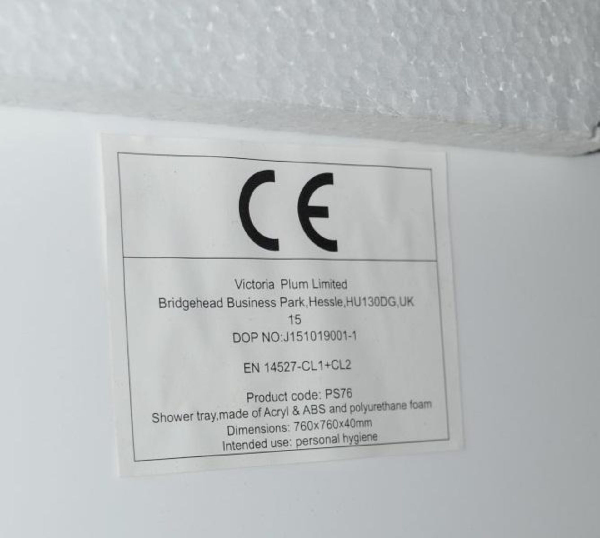 1 x 760mm Square Shower Tray - New / Unused Stock (PS76) - Ref: MT335 - CL269 - Location: Bolton BL1 - Image 3 of 4